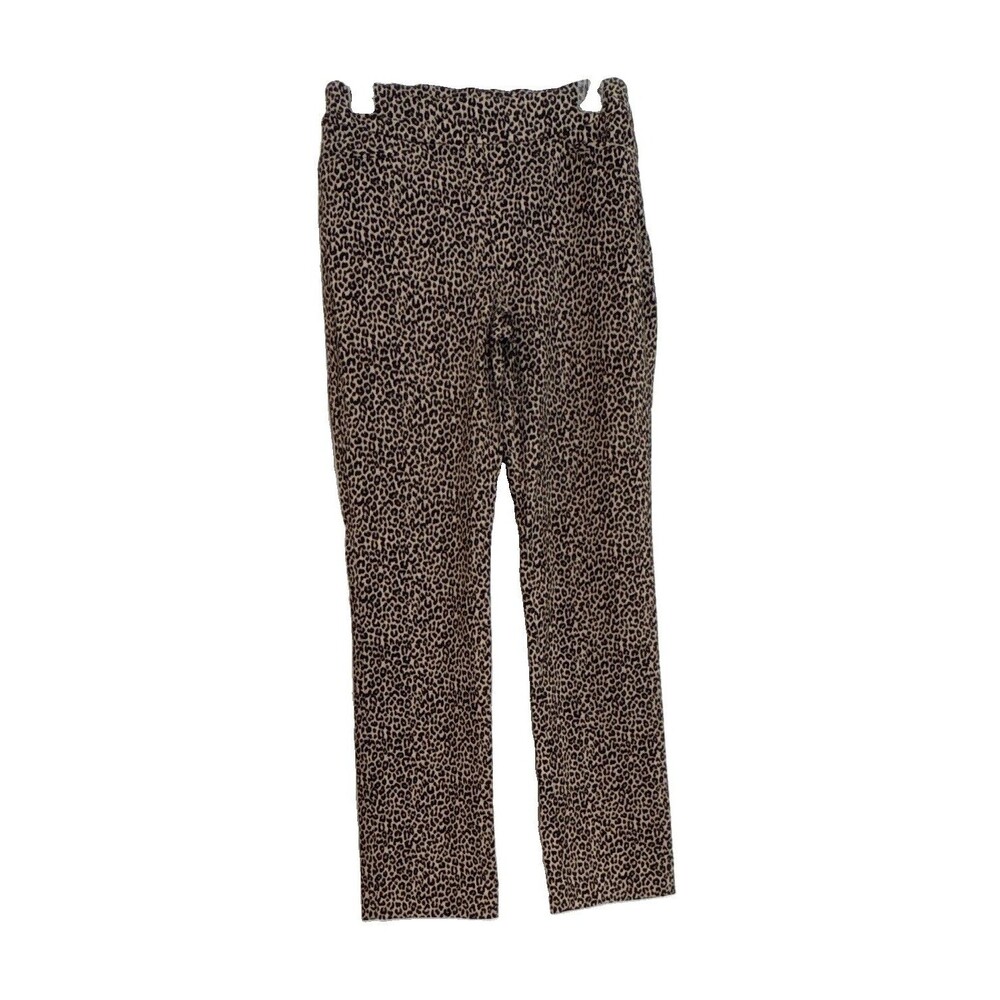 Chico's Leopard Animal Print Knit Stretch Skinny Pants Brown Black Size 0R  (4R)
